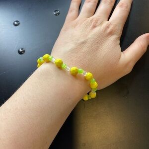 Kids Yellow Beaded Stretch Bracelet - Bright Neon Accent